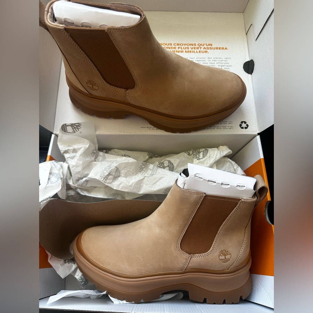 Timberland Roxie Lane Mid Chelsea Boot Beige Ankle - Picture 4 of 11
